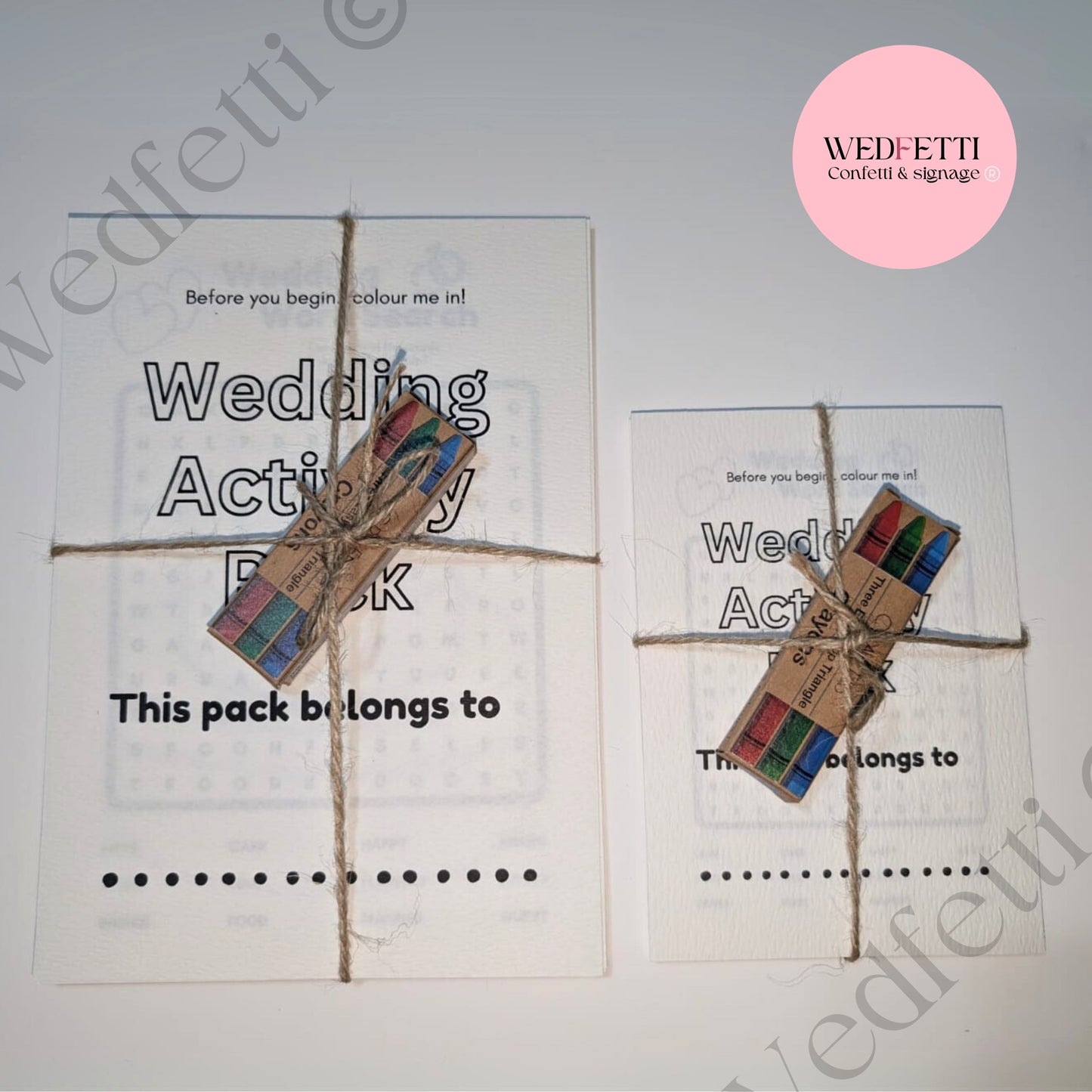 Kids Wedding style activity packs + Crayons