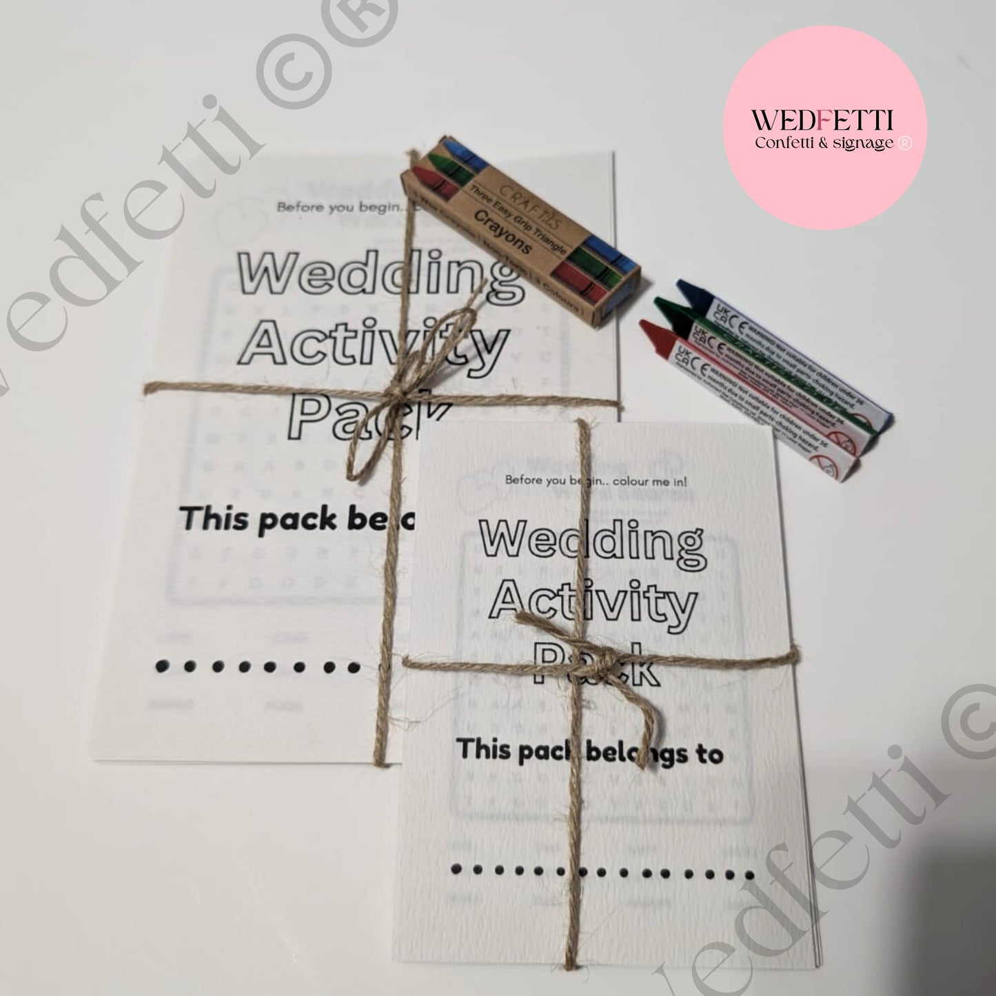 Kids Wedding style activity packs + Crayons