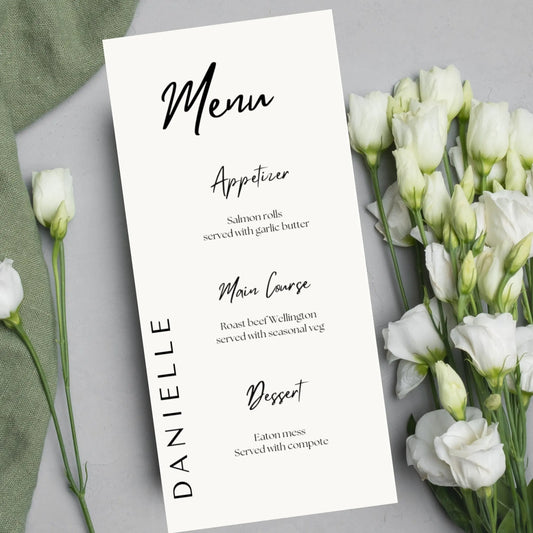 Menus custom (style 2) B&W WedFetti