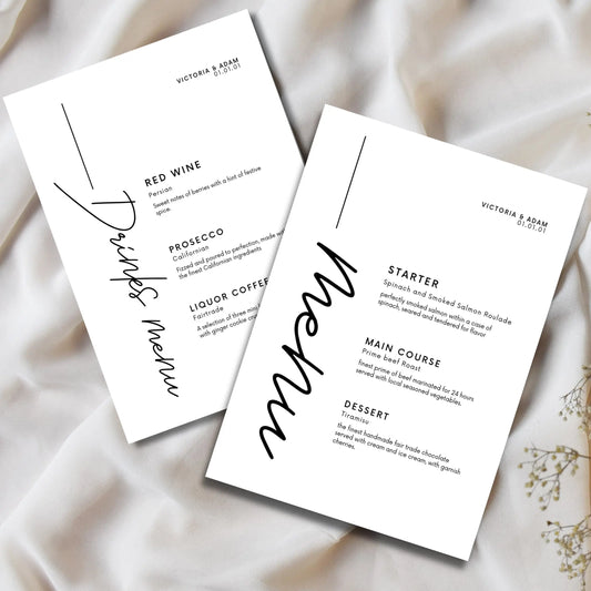 Custom table & drink menu set WedFetti