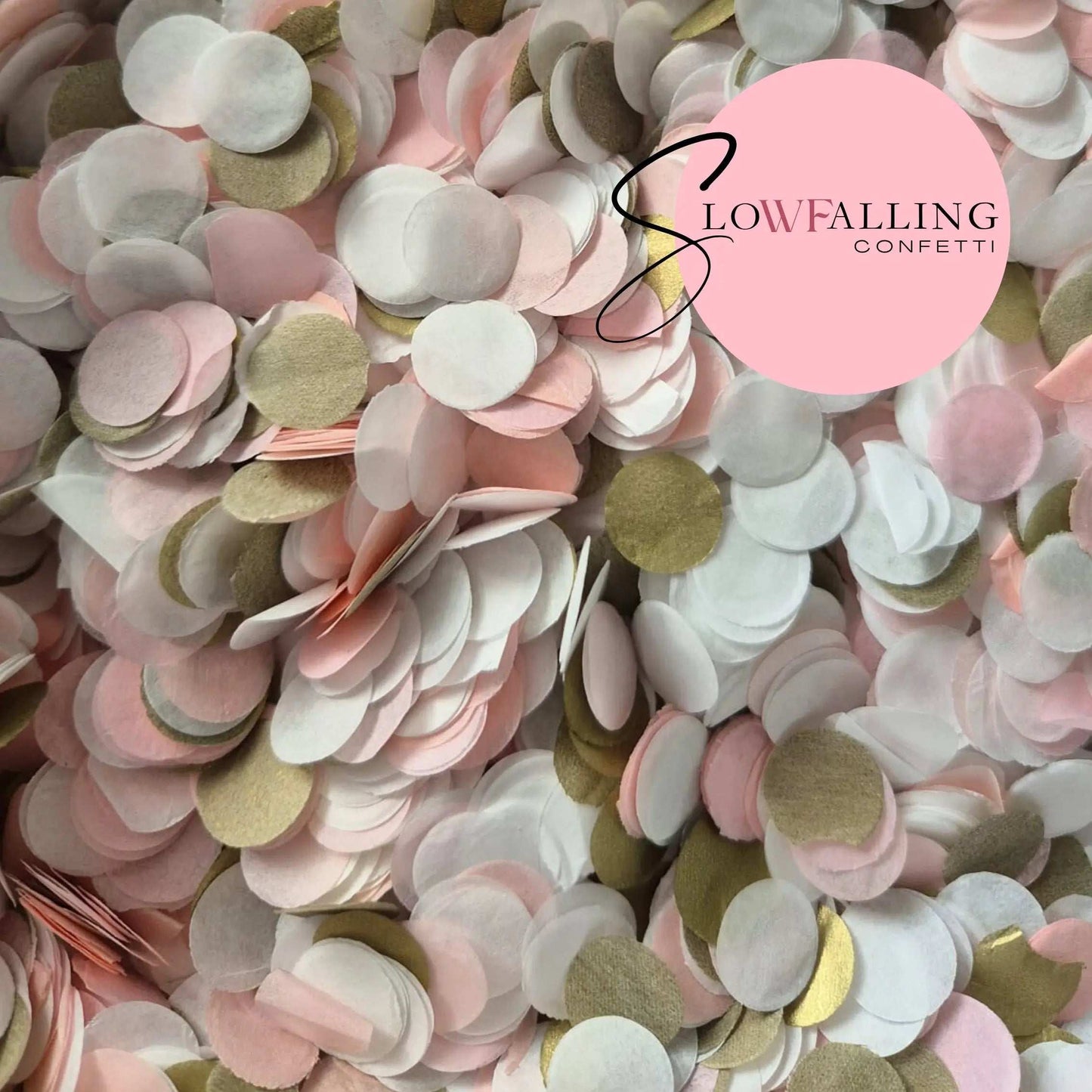 Slow falling paper Confetti - Gold, baby pink white WedFetti