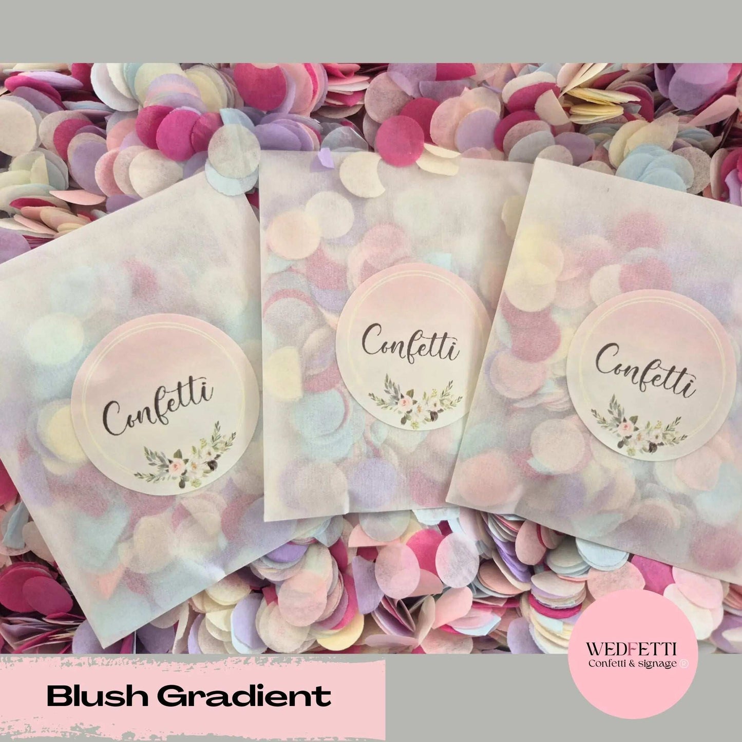 Confetti packets + stickers - Blush Gradient WedFetti Confetti & Signage