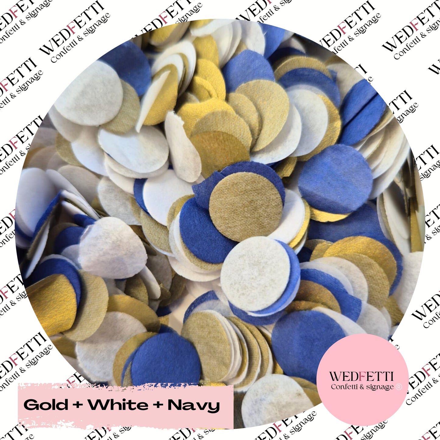 Slow falling paper Confetti - Gold + White + Navy