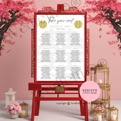 Oriental signage - seating plans - WedFetti Confetti & Signage 