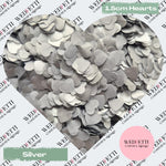 Shimmering metallic Silver Biodegradable Confetti Hearts small