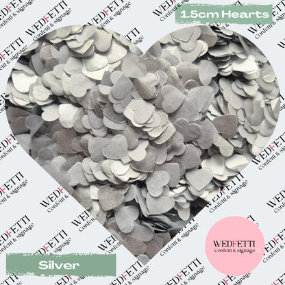 Shimmering metallic Silver Biodegradable Confetti Hearts small