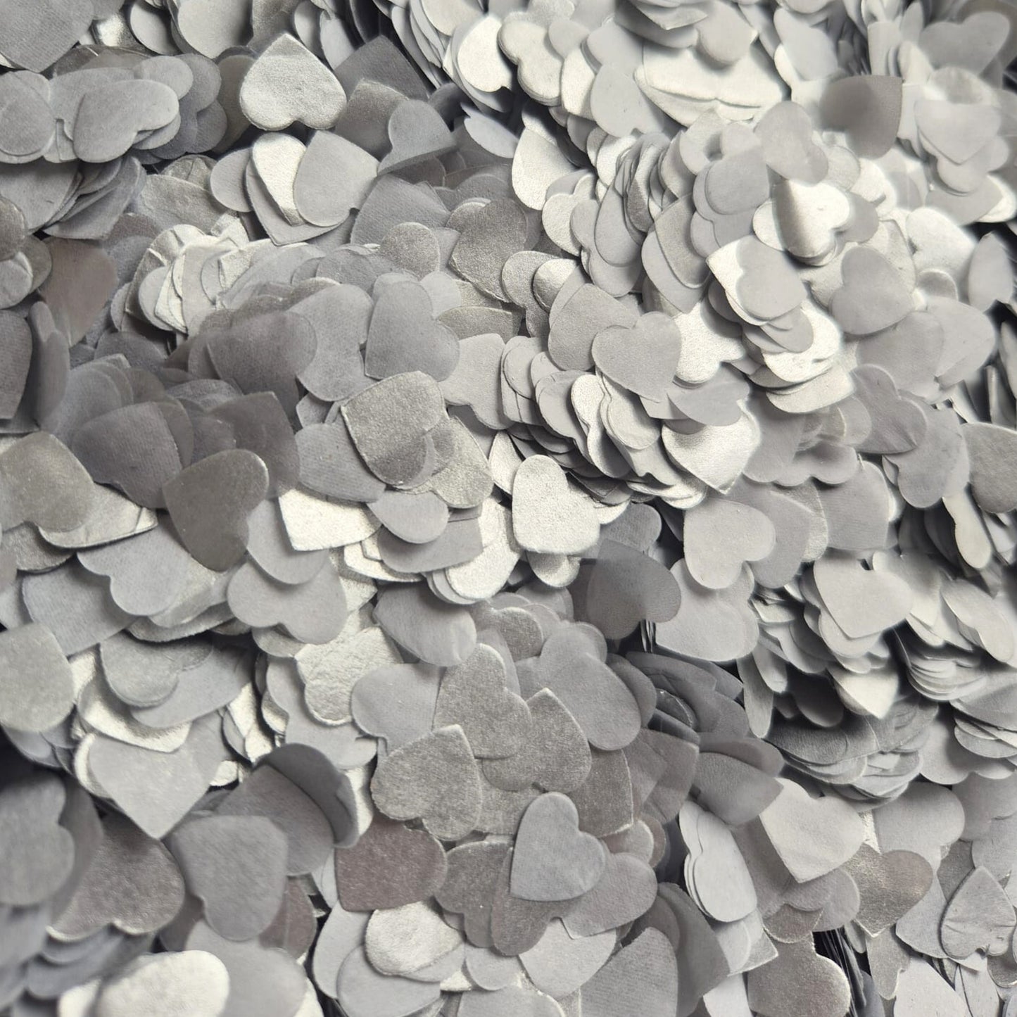 Shimmering metallic Silver Biodegradable Confetti Hearts small