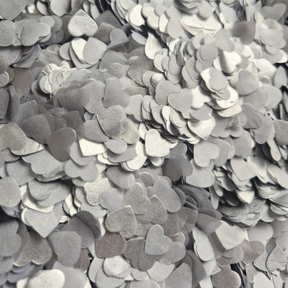 Shimmering metallic Silver Biodegradable Confetti Hearts small