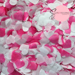 Biodegradable paper Confetti hearts - White Fuschia