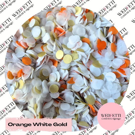 Slow falling paper Confetti - Orange White Gold