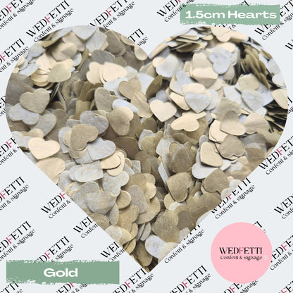 Shimmering metallic Gold Biodegradable Confetti Hearts small