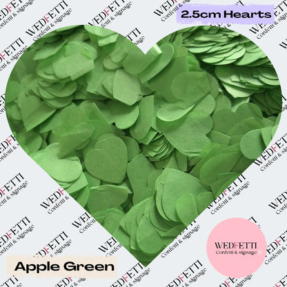 Biodegradable paper Confetti hearts - Apple Green