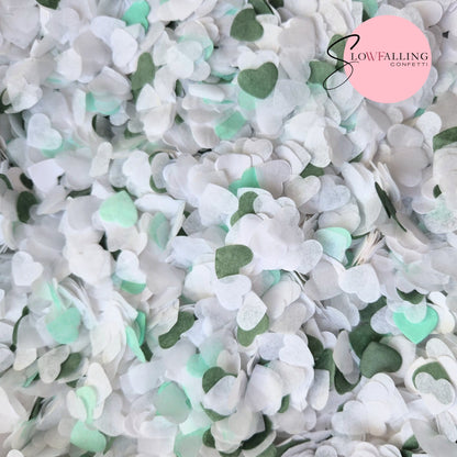 Paper Confetti hearts 1.5cm - Sage Mix