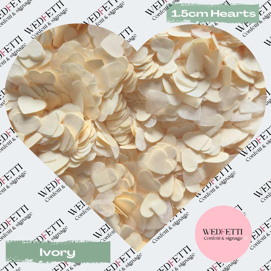 Paper Confetti hearts 1.5cm - Ivory