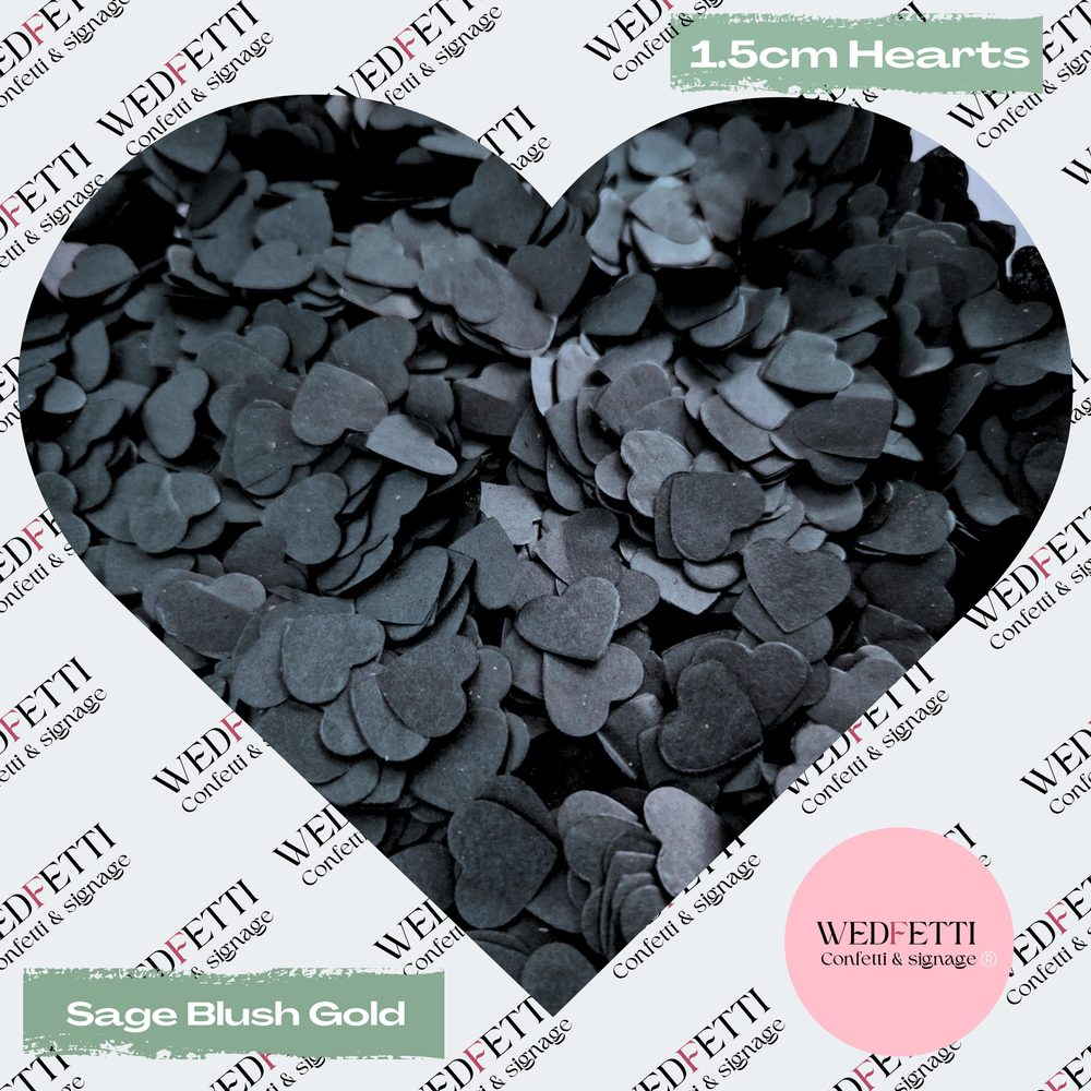 Paper Confetti hearts 1.5cm - Black