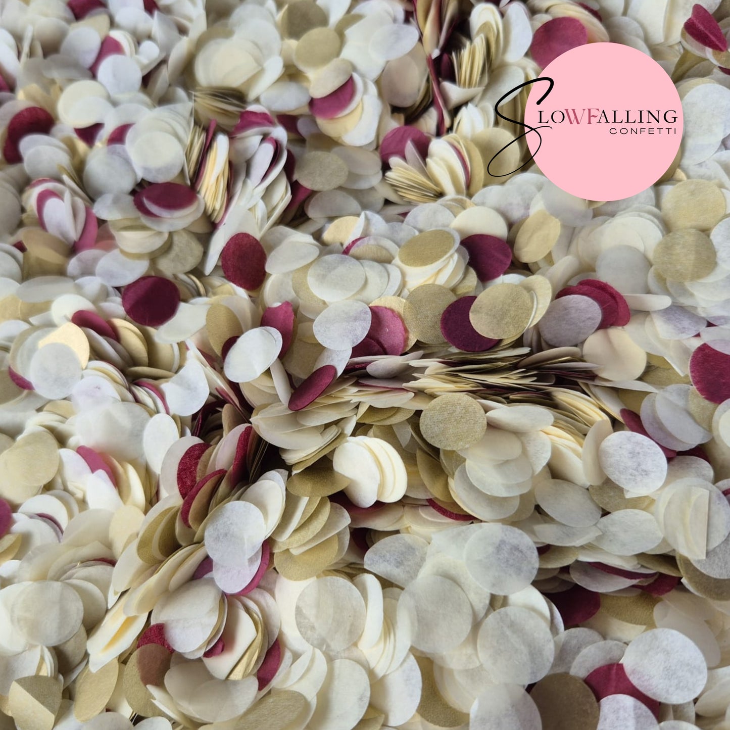 Slow falling paper Confetti - Ivory Gold Burgundy