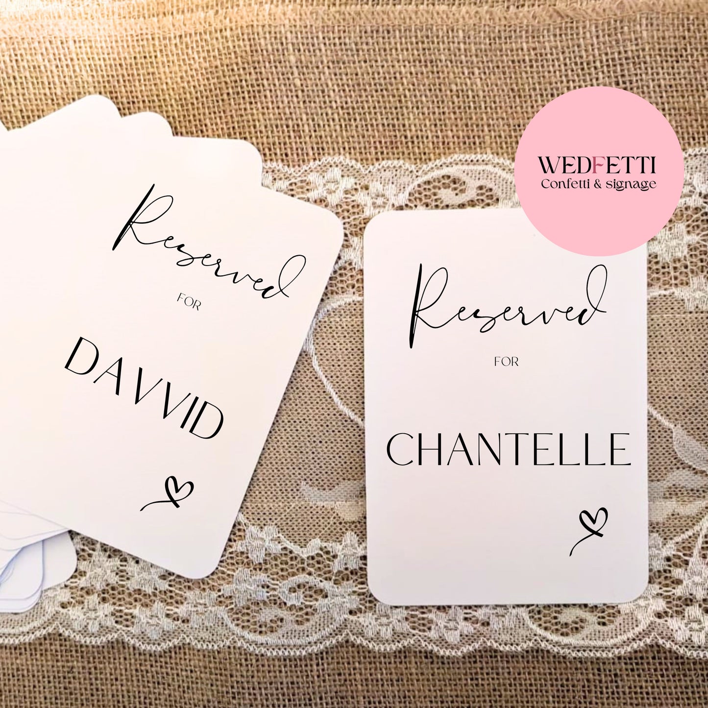 Reserved personalized chair cards