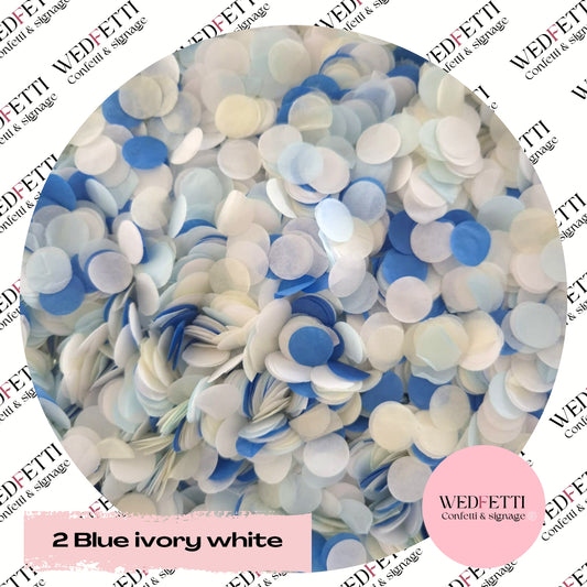 Slow falling paper Confetti - 2 Blue ivory white