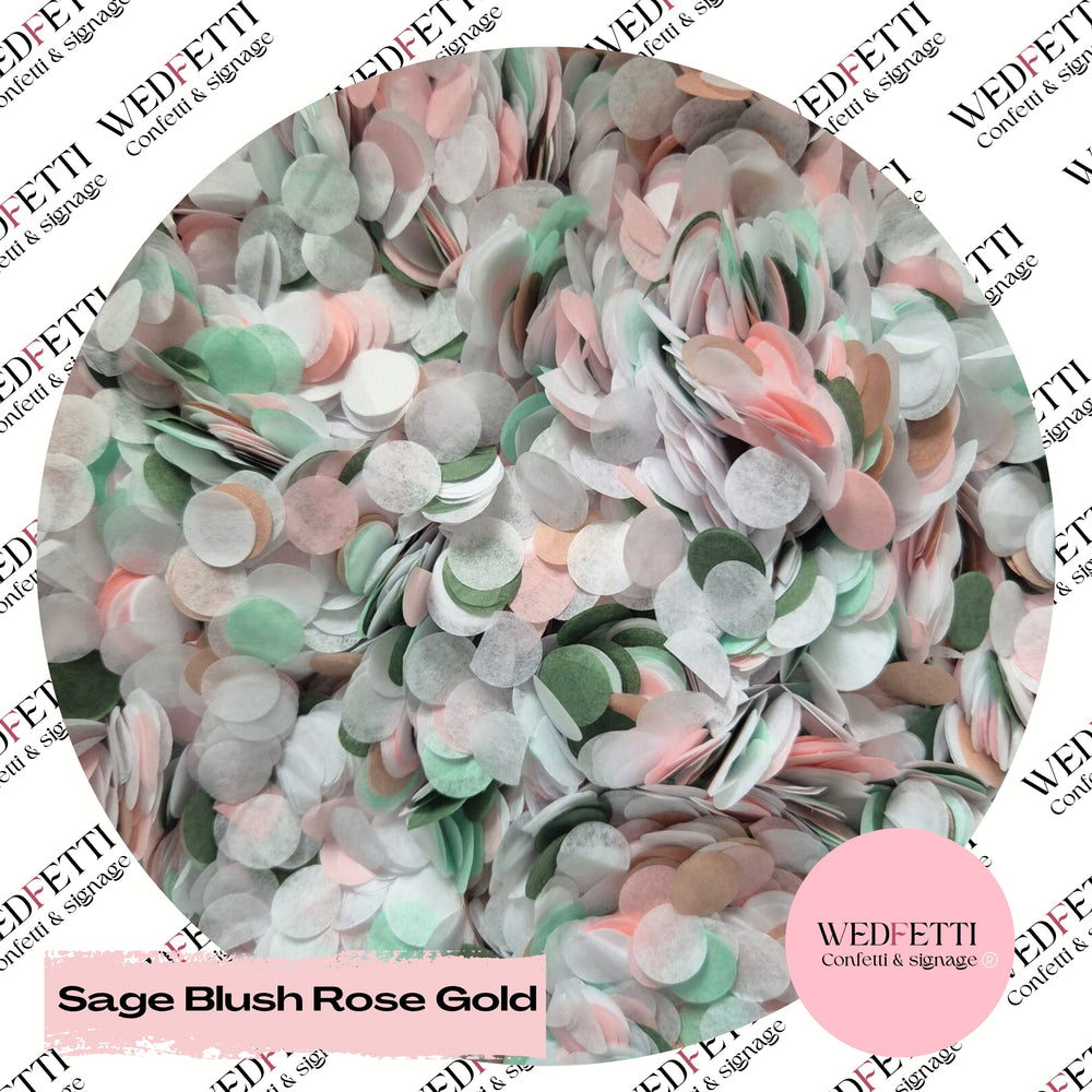 Slow falling paper Confetti - Sage Blush Rose Gold