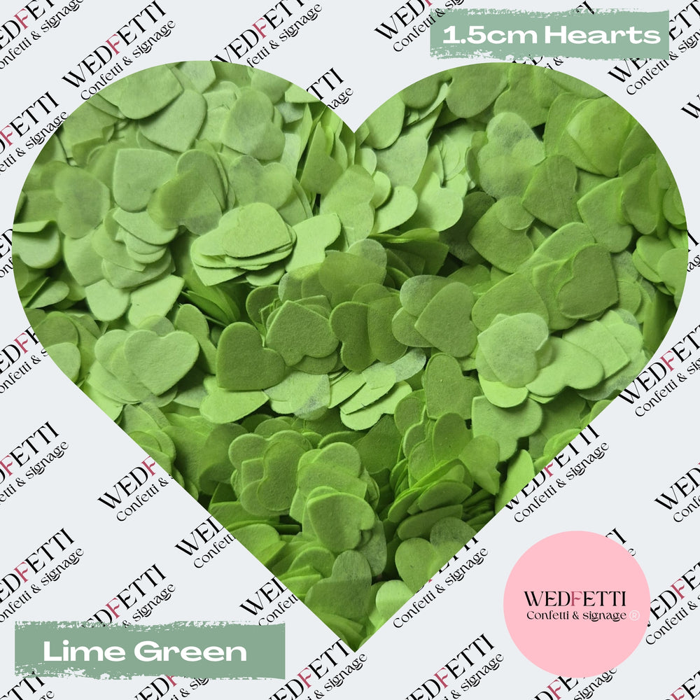 Paper Confetti hearts 1.5cm - Lime Green