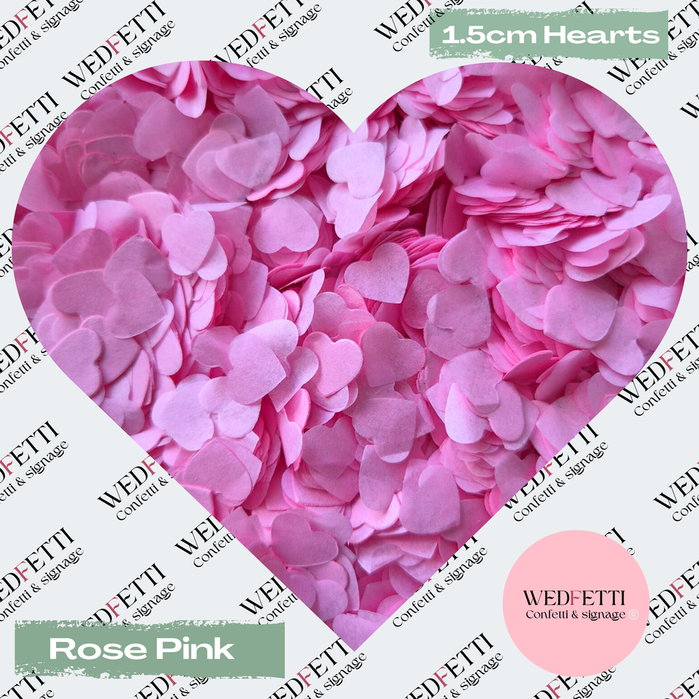 Paper Confetti hearts 1.5cm - Rose Pink