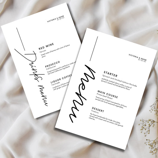Custom table & drink menu set