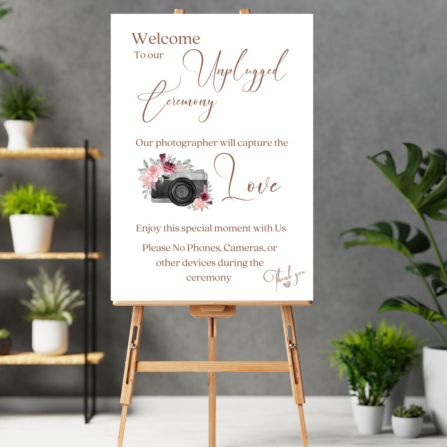 Unplugged ceremony sign - Sarah's Collection