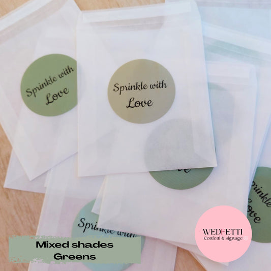 Confetti packets + stickers - mixed shades - Greens