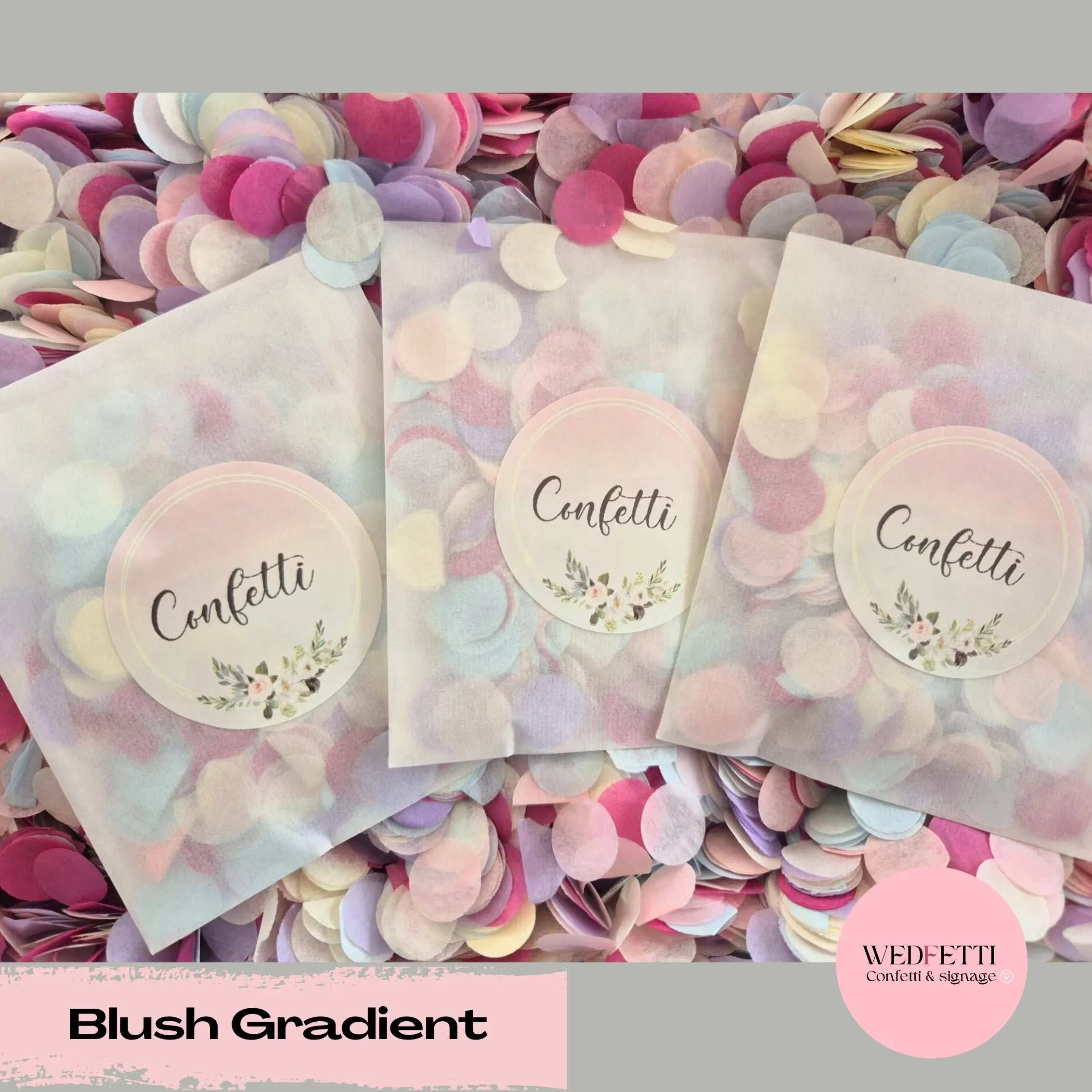 Confetti packets + stickers - Blush Gradient - WedFetti Confetti ...