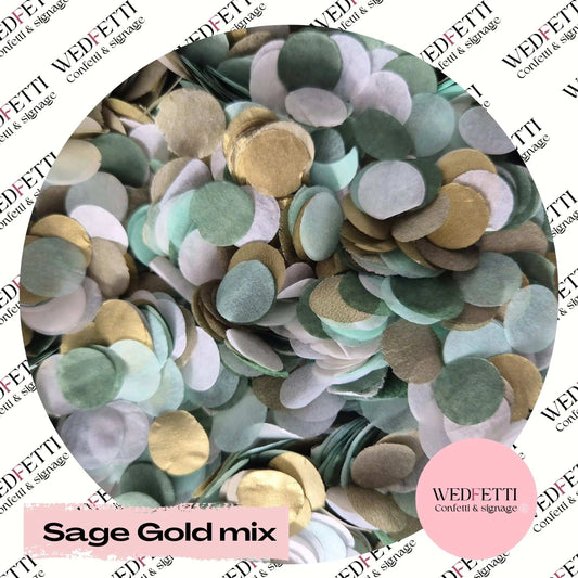 Biodegradable confetti Slow falling paper -  Sage Gold mix - WedFetti Confetti & Signage
