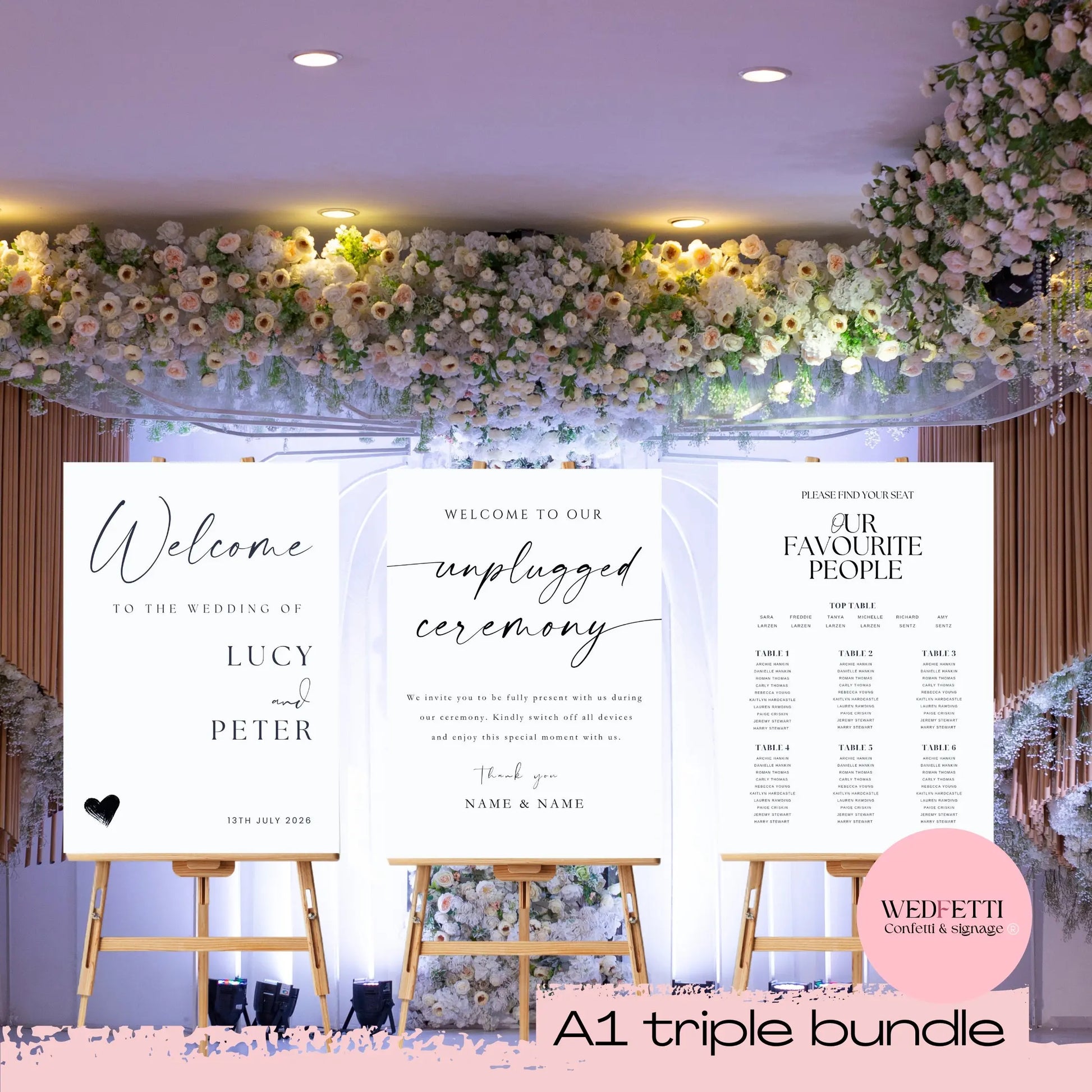 A1 triple signage bundle WedFetti Confetti Signage