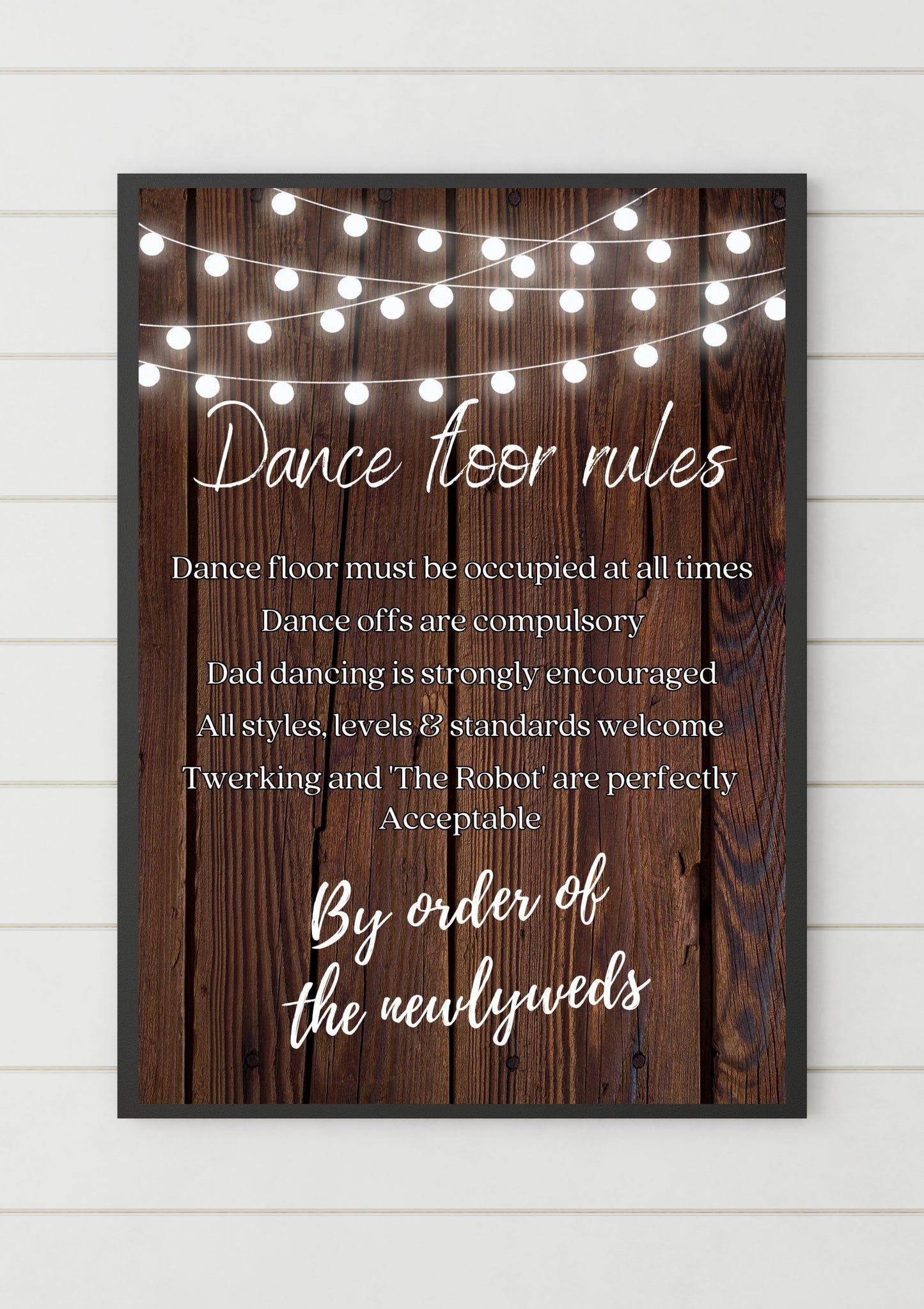Dance floor rules sign