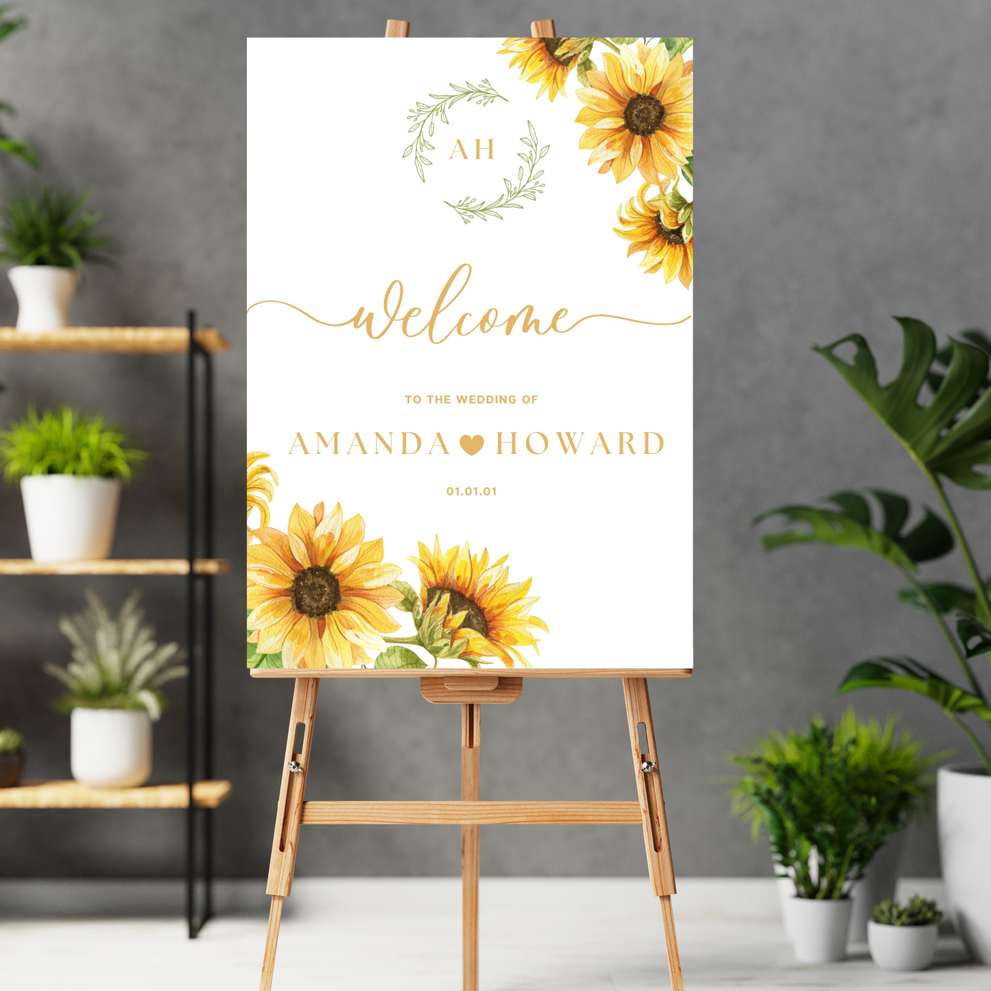 Welcome sign - up to A1 size (Sunflowers)