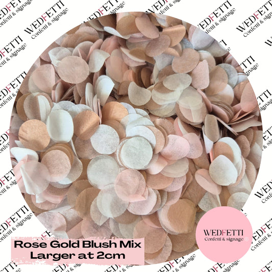 Slow falling paper Confetti larger at 2cm - Rose Gold Blush mix