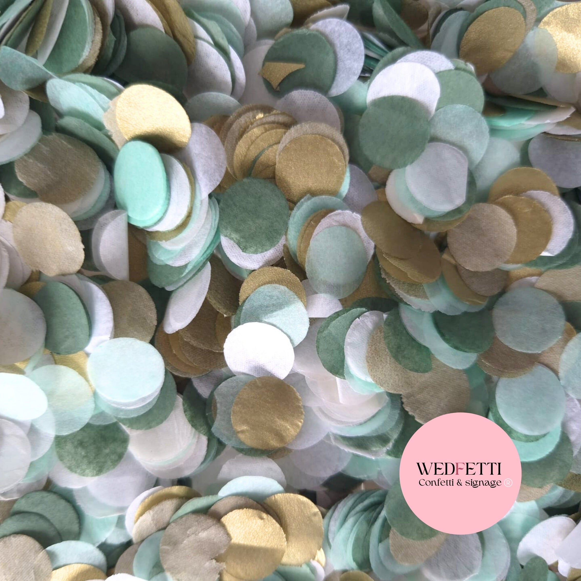 Biodegradable confetti Slow falling paper -  Sage Gold mix - WedFetti Confetti & Signage