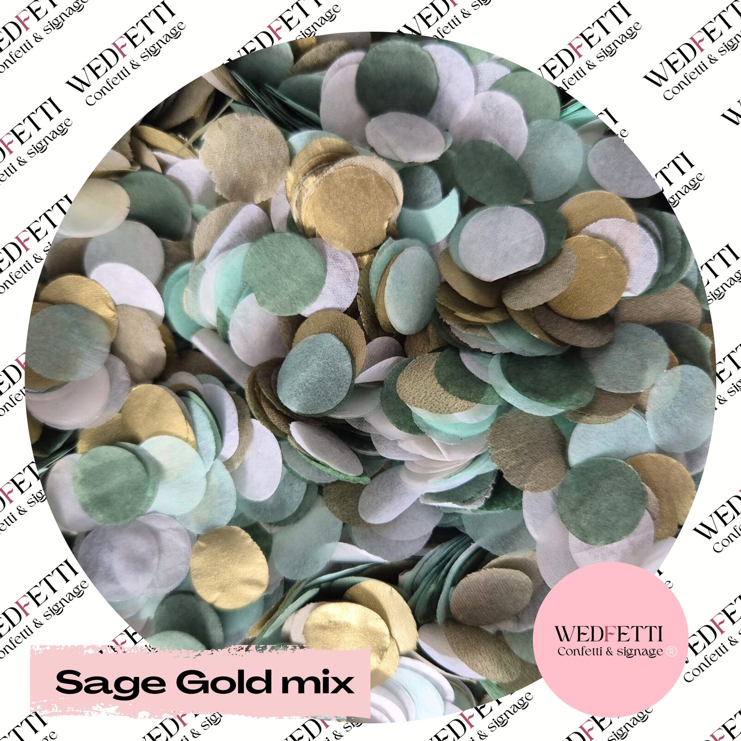 Biodegradable confetti Slow falling paper -  Sage Gold mix - WedFetti Confetti & Signage