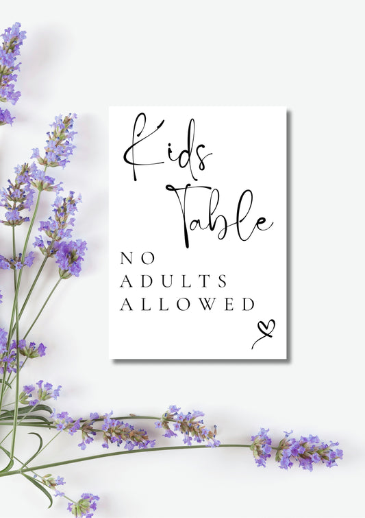 Lucia black collection - Kids table sign