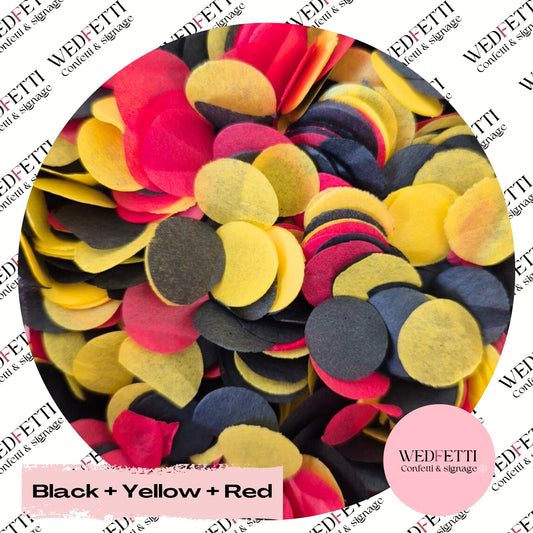 Slow falling paper Confetti - Black + Red + Yellow