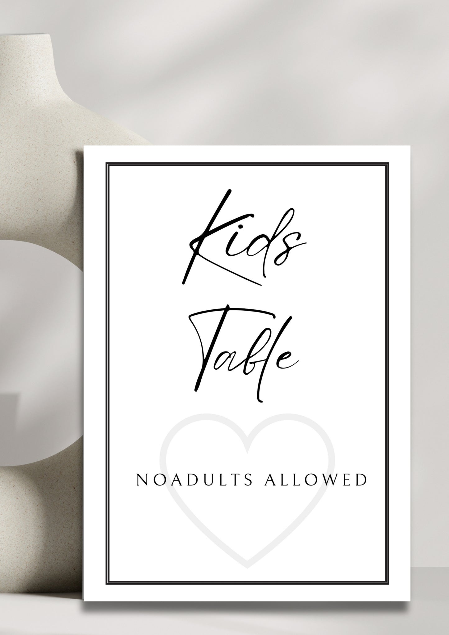 White stone collection - Kids table sign