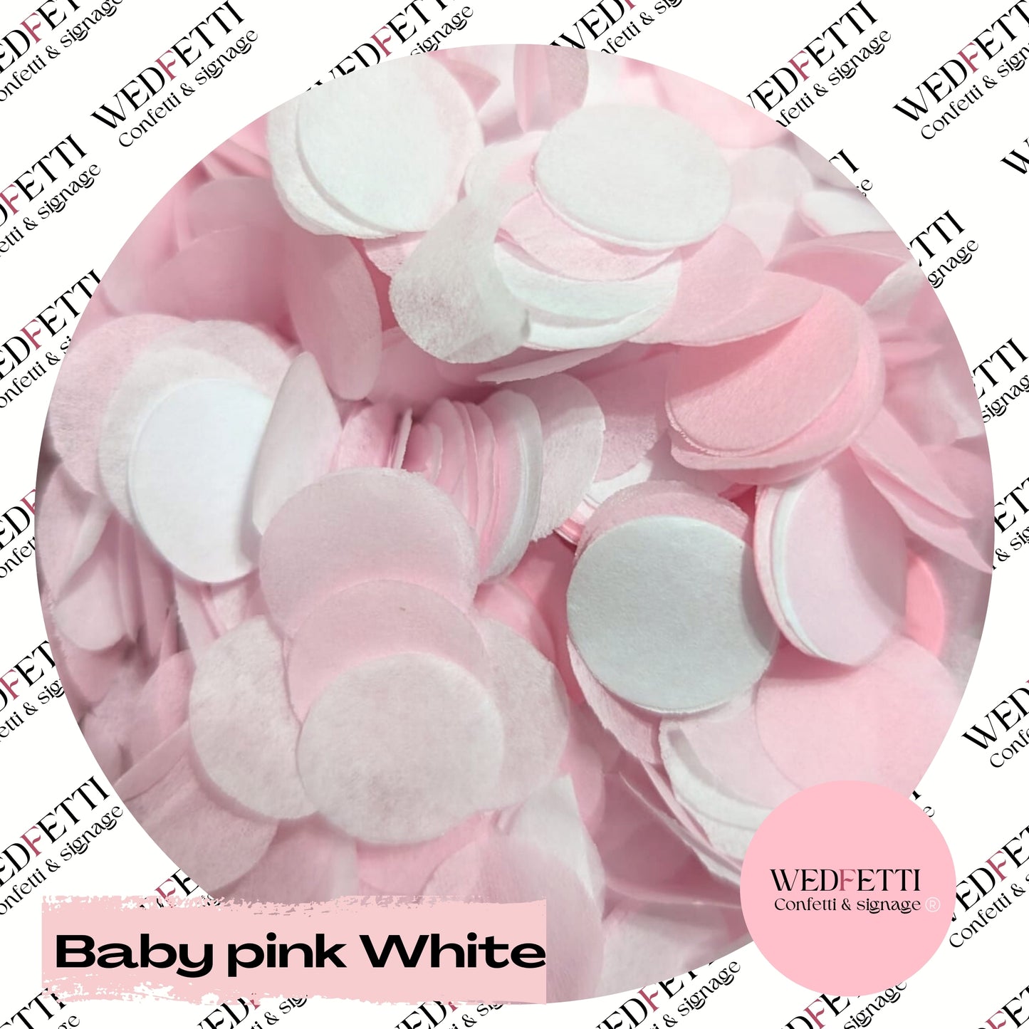 Slow falling paper Confetti - Baby Pink White